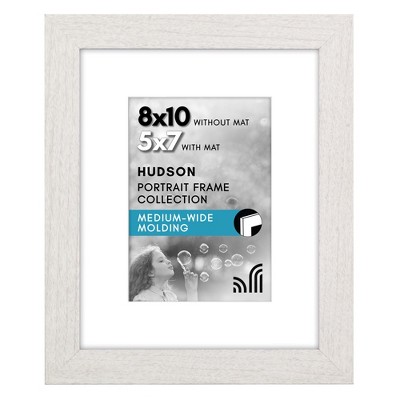 Americanflat 8x10 Picture Frame - Use as 5x7 Frame with Mat or Display 8x10 Photo Without Mat - Hudson Collection - White