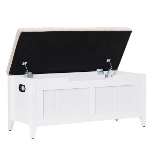 Upholstered Storage Trunk with 2 Safety Hinges, Storage Bench, Flip-Top Toy Chest, Shoe Bench 15.7 x 39.4 x 18.1 Inches Storage Chest for Entryway - 1 of 4