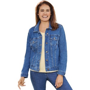 Woman Within Plus Size Stretch Denim Jacket - 1 of 4