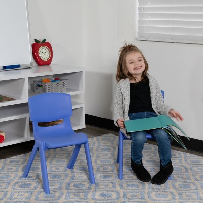 Whitney Stackable Blue Plastic Preschool Chairs, 2 Pack