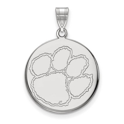 Black Bow Jewelry 10k White Gold Clemson Tigers NCAA Large Pendant