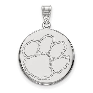 Black Bow Jewelry 10k White Gold Clemson Tigers NCAA Large Pendant - 1 of 3