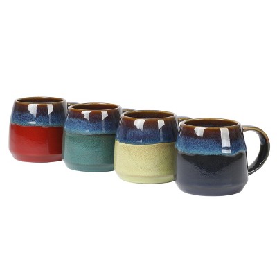 Gibson Home Empressa 4 Piece 14 Ounce Stoneware Assorted Belly Shaped Mug Set