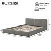 Upholstered Platform Bed Frame with Faux Leather, Low Profile King Bed with Slats, Modern Gray Bed for Bedroom or Guest Room-The Pop Home - 3 of 4