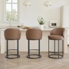Spruce&Spring Upholstered Swivel Counter Bar Stool with Metal Frame and Arched Back, Set of 2, Saddle Brown, Black Frame - 4 of 4
