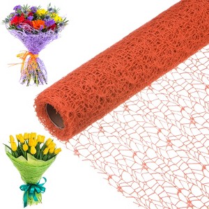Unique Bargains Jacquard Net Mesh Flower Gift Wrapping Paper 180"x19.7" 1 Pc - 1 of 4
