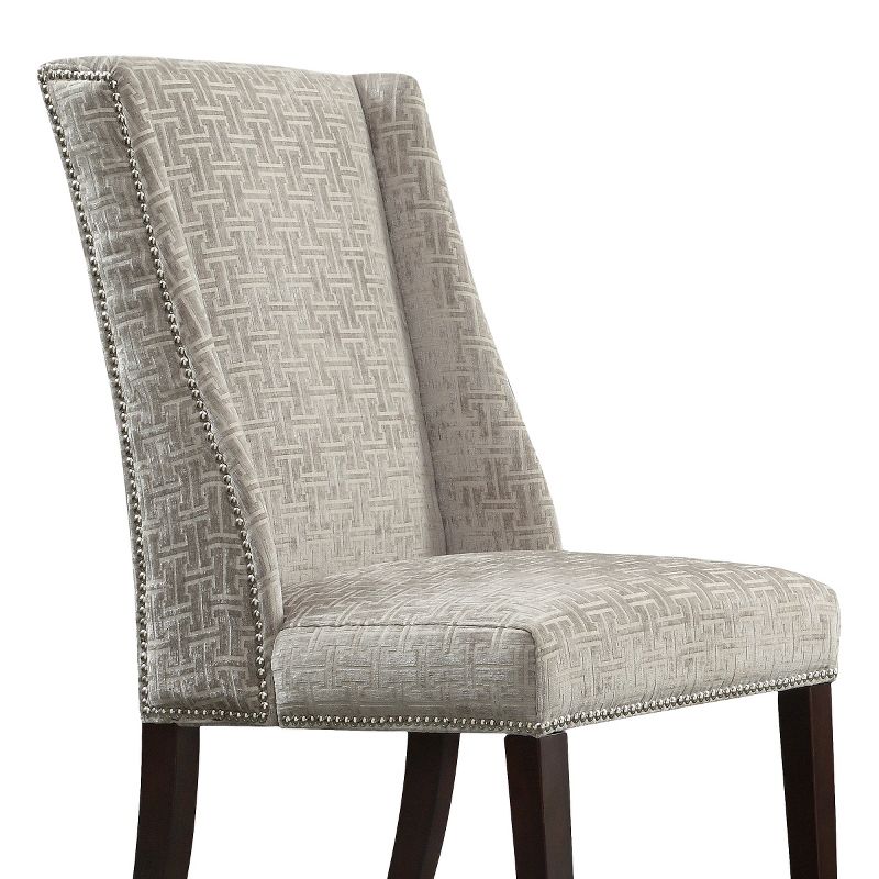 Set of 2 Harlow Wingback Dining Chair with Nailheads Wood Velvety Fret Link - Inspire Q, 3 of 7
