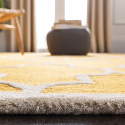 Handmade Gold and Ivory Tufted Wool Square Rug