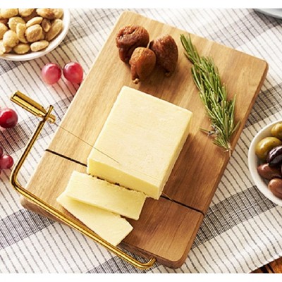 Acacia Wood Cheese Slicing Board with Gold Handle