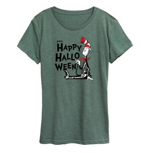 Women's - Dr. Seuss - Happy Halloween Skeleton Cat Short Sleeve Graphic T-Shirt - 1 of 4