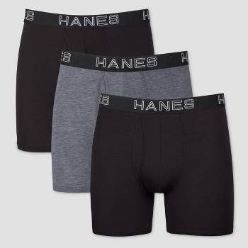 Hanes Premium Men's Long Leg Boxer Briefs With Anti Chafing Total Support  Pouch 3pk - Black/gray Xl : Target