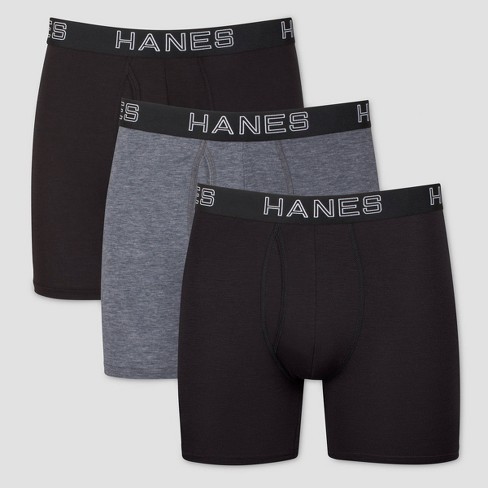 Hanes Premium Men's 3pk Boxer Briefs with Anti Chafing Total Support Pouch  - Gray/Black S