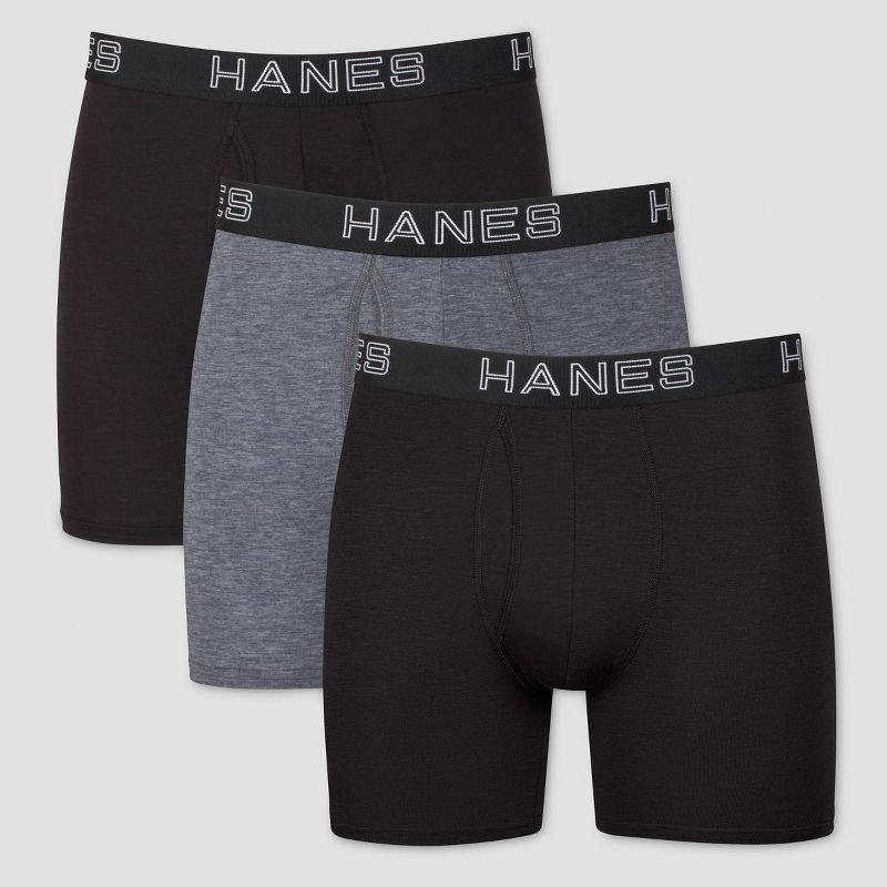 Hanes Premium Men's 3pk Boxer Briefs with Anti Chafing Total Support Pouch, 1 of 5