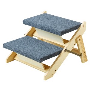 VEVOR Wooden Pet Steps, Convertible 2-in-1 Dog Stairs and Ramp for Beds, Sofas, and Vehicles, Supports Small to Large Animals up to 110 lbs - 1 of 4