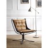 30" Carney Accent Chair Coffee Top Grain Leather - Acme Furniture: Metal Frame, Tufted, No Assembly Required - 2 of 4