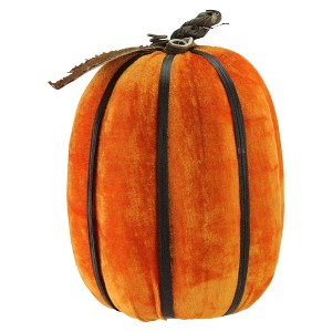 Melrose 12.5" Orange Autumn Fabric Pumpkin with Bamboo Ribs Tabletop Decoration - 1 of 3