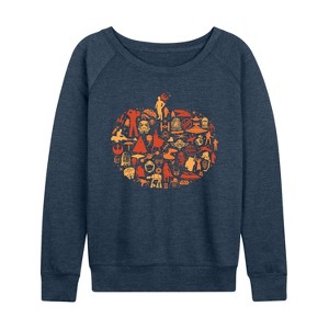 Women's - Star Wars - Fall Pumpkin Silhouette Lightweight French Terry Wide Neck Long Sleeve Shirt - 1 of 4