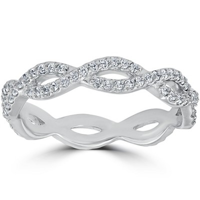 Pompeii3 3/8 cttw Diamond Infinity Eternity Wedding Ring Stackable Band 14k White Gold