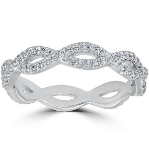 Pompeii3 3/8 cttw Diamond Infinity Eternity Wedding Ring Stackable Band 14k White Gold - 1 of 4