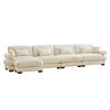 Aukfa Cream Velvet Large Sofa with Bolster Armrests, Waist & Throw Pillows – Modern Couch for Living Room, Bedroom or Office - 3 of 4