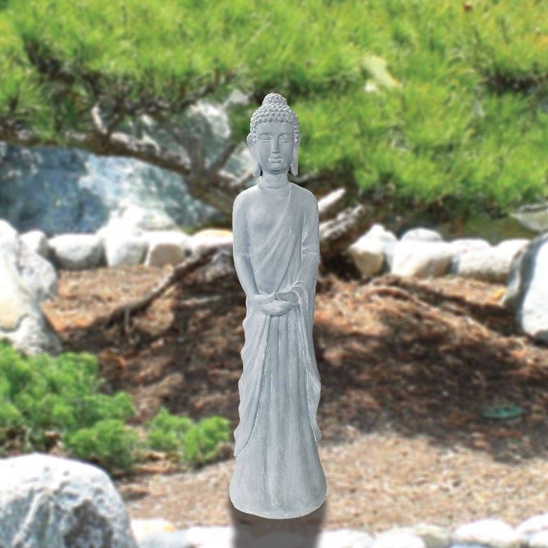32&#34; Magnesium Oxide Standing Buddha Statue Gray - Alpine Corporation, 4 of 5