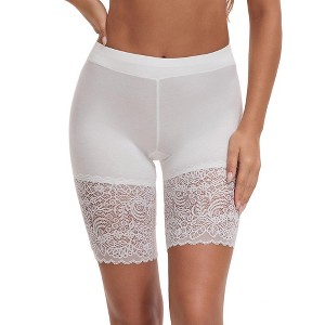 INSPIRE CHIC Women's Wide Lace Trim Slip Shorts Lightweight Comfort Thigh Slimmers - 1 of 4