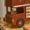 Whisen Christmas Advent Calendar, Wooden Bus Holiday Decoration with Countdown Drawer, Santa Claus Street House - Red - 4 of 4