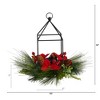 Nearly Natural 14-in Christmas Poinsettia, Berry and Pinecone Metal Candle Holder Christmas Artificial Table Arrangement - 2 of 4