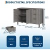 47in Large Fluted Storage Cabinets, Sideboard Buffet Cabinet Coffee Bar Cupboard Wooden Credenza with 3 Drawers for Kitchen Living Room - 2 of 4