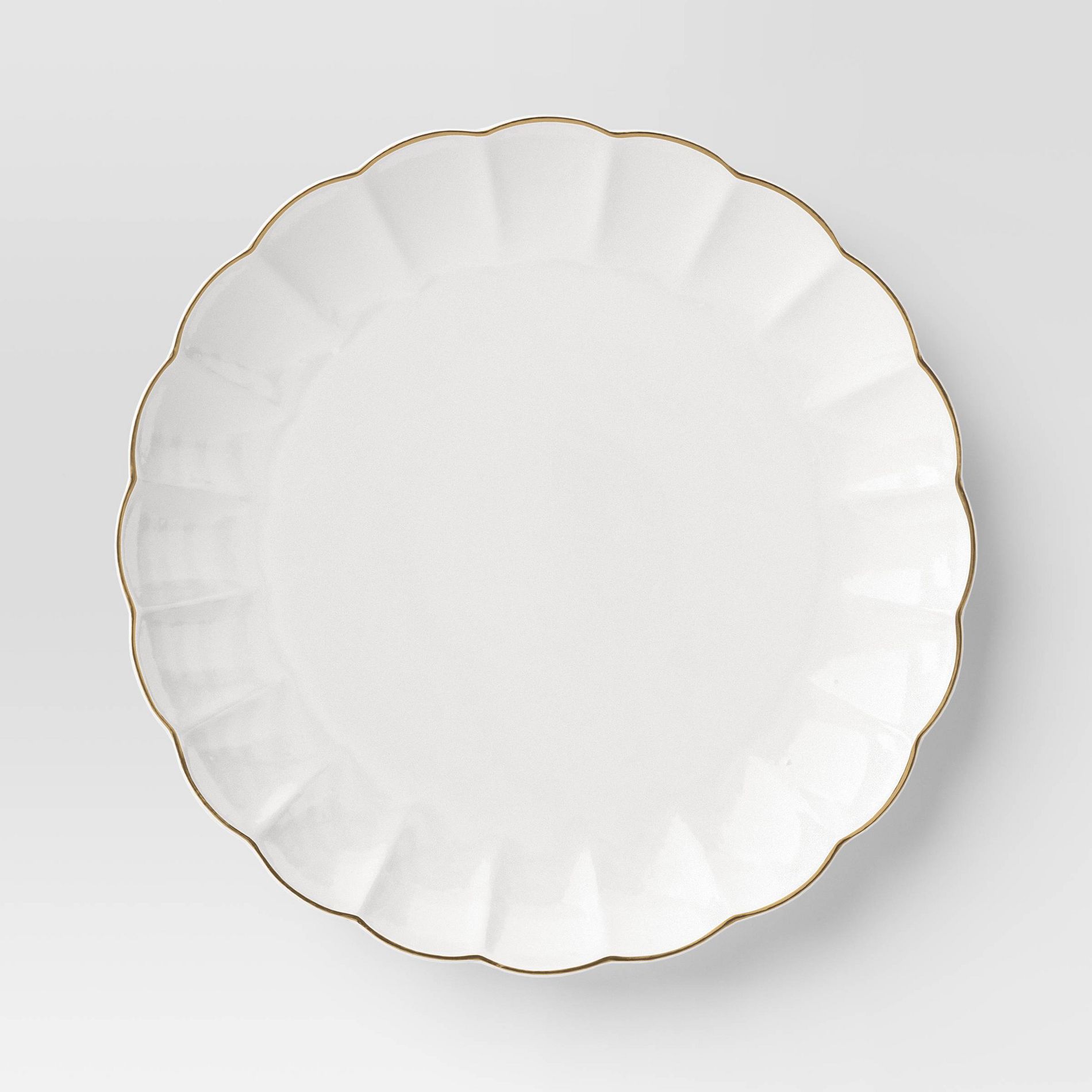 10.5" Stoneware Scalloped Dinner Plate Gold Rim - Threshold™