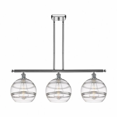 Rochester - 3 Light Stem Hung Island In Industrial Style-12.13 Inches Tall and 36.5 Inches Wide