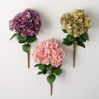 Sullivans Artificial 19" Large Bloom Hydrangea Bush Set of 3