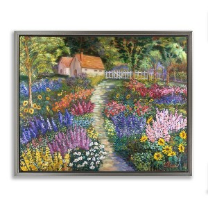 Stupell Industries Floral Cottage Gardens Floating Frame Canvas Art - 1 of 4