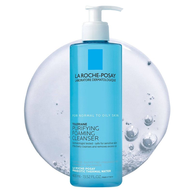 La Roche Posay Purifying Foaming Face Wash, Toleriane Purifying Facial Cleanser for Oily Skin with Niacinamide - 13.52 fl oz, 3 of 16