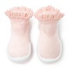 Komuello Toddler Girl First Walk Sock Shoes - Lace Trim - 2 of 4