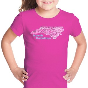 LA Pop Art Girl's Word Art T-shirt - North Carolina - 1 of 4