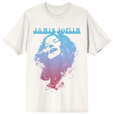 Janis Joplin Two-Color Graphic Crew Neck Short Sleeve Men's White T-shirt - image 1 of 3