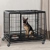 FDW 36/42/48 Inch Dog Crate Heavy Duty Dog Kennel Indoor Outdoor Metal Dog Cage with Removable Pan and Lockable Wheels Pet Playpen for Training - 2 of 4