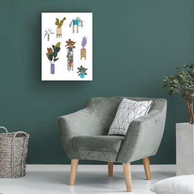 Vertical Houseplant Chart Canvas Art in Wood Frame