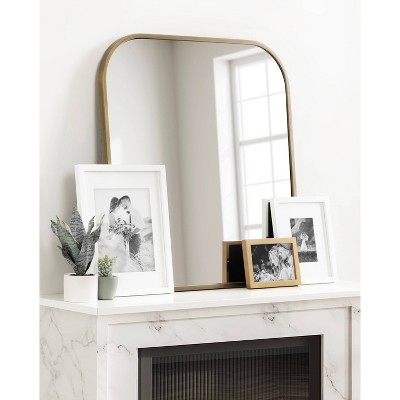 Gold Arched Metal Vanity Wall Mirror, 28 x 30