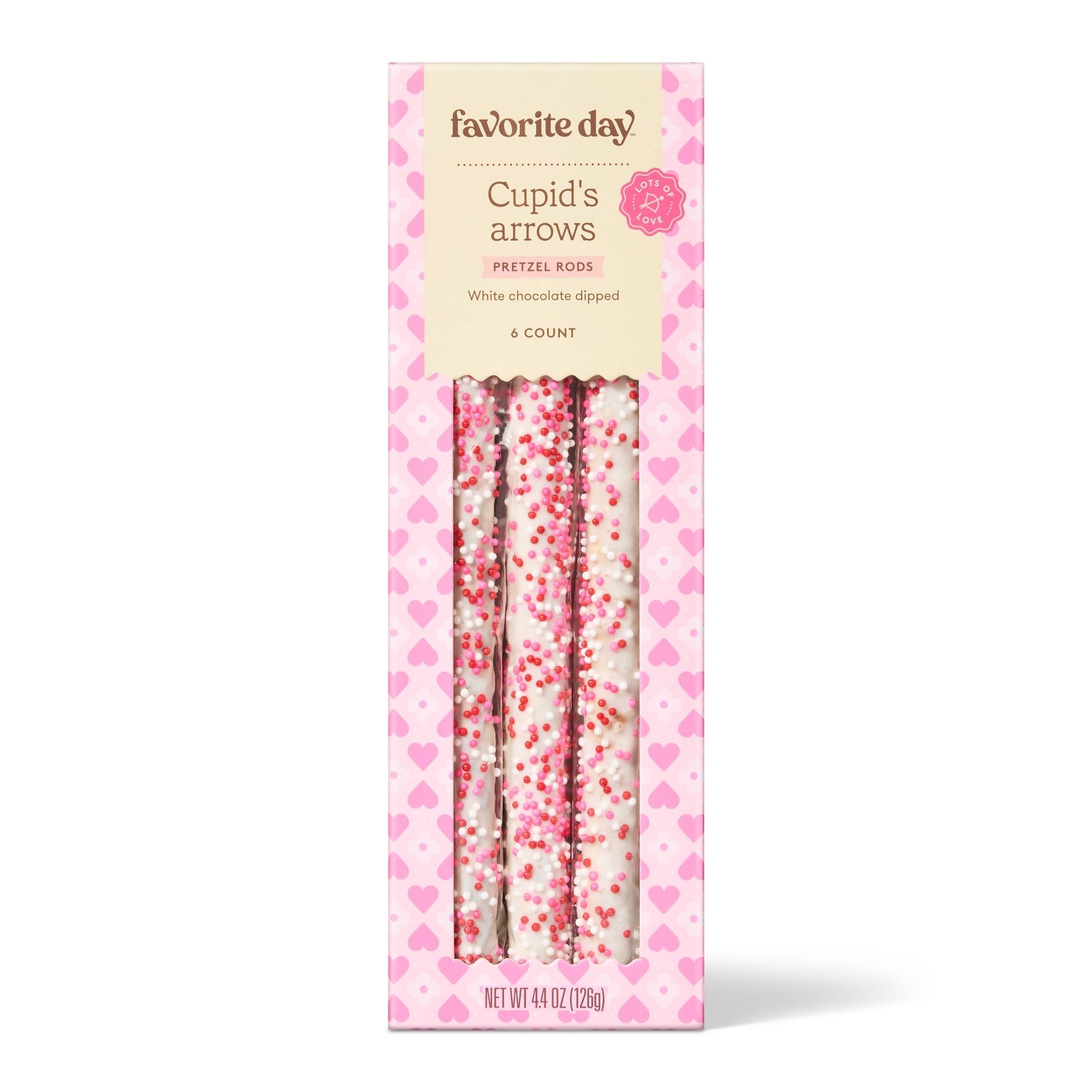 Valentine's White Chocolate and Sprinkles Dipped Pretzel Rods - 4.4oz - Favorite Day™