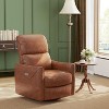 Power Recliner Chair Swivel Glider, Upholstered Faux Leather Nursery Reclining Sofa Chair, Adjustable Footrest, Rocker Single Sofa Seat - 3 of 4