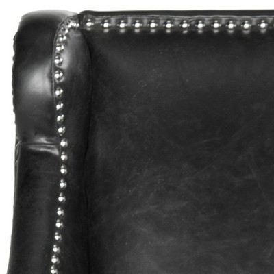 Antique Black Faux Leather Club Accent Chair