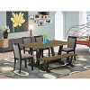 HomeStock 6-Piece Rectangle Distressed Jacobean Finish Solid Wood Top Dining Table with 1-Bench, 4-Chairs - 2 of 4