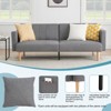 C 78 Inch Modern Convertible Futon Bed Storage Pocket Adjustable Backrest Plush Chenille Living Room Apartment Office Seating - 2 of 4