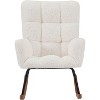GustoWave Nursery Rocking Chair with High Backrest Armchair, Teddy Fabric Upholstered Glider Rocker Rocking Accent Reading Chair - 3 of 4