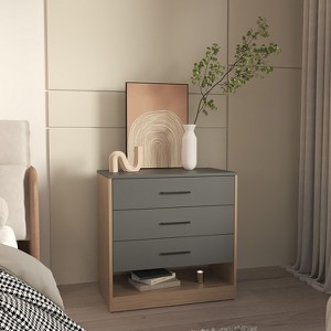 NicBex Modern 3-Drawer Wide Bedroom Dressers with Open Shelf,Chest of Drawers for Bedroom,Entryway,Wooden Dresser Chest - 1 of 4