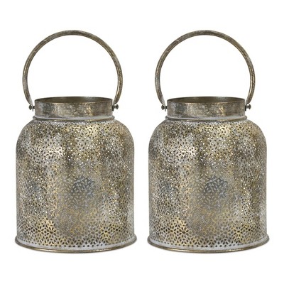 Melrose Punched Metal Candle Holder (Set of 2)