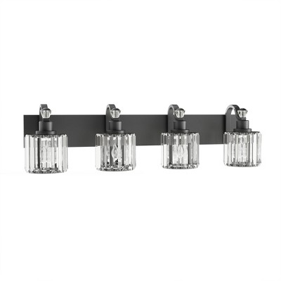 Crystal Matte Black Bathroom Vanity Light Modern Bathroom Vanity Light Fixtures Over Mirror Bath Wall Lighting, e26 Base