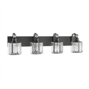 Crystal Matte Black Bathroom Vanity Light Modern Bathroom Vanity Light Fixtures Over Mirror Bath Wall Lighting, e26 Base - 1 of 4